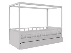 Cama Dossel Link com auxiliar - CASA CAHAYA - Produção de móveis artesanais e sustentáveis em fibra natural