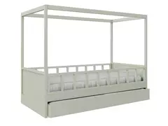 Cama Dossel Link com auxiliar - CASA CAHAYA - Produção de móveis artesanais e sustentáveis em fibra natural