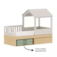Cama com Proteção Lateral e Casinha 2 em 1 Linha Play