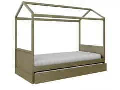 Cama Casinha Link Plus com Auxiliar - CASA CAHAYA - Produção de móveis artesanais e sustentáveis em fibra natural