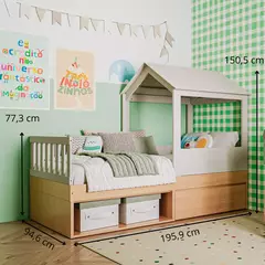 Cama com Proteção Lateral e Casinha 2 em 1 Linha Play - loja online