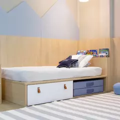 Imagem do Cama com Gaveta Proteção Lateral e Cabeceira porta Livros Linha Join