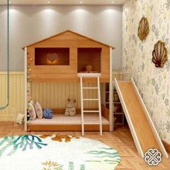 Imagem do Beliche Montessori Açaí com Casinha com escorregador