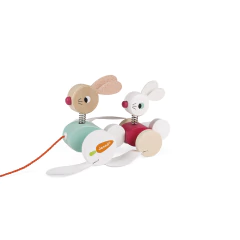 Coelhos para passear - Janod - CASA CAHAYA - Produção de móveis artesanais e sustentáveis em fibra natural