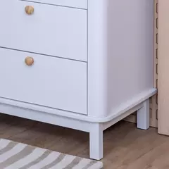 Cômoda 6 gavetas em MDF com Tampo de Madeira Carvalho Malva Linha Cromo