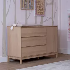 Cômoda 3 gavetas e 1 Porta MDF Carvalho Malva 3 gavetas e 1 Porta Linha Soley - comprar online
