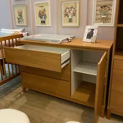 Cômoda MDF 3 Gavetas e 1 Porta Louro Freijó com Nogueira Linha Soley - loja online