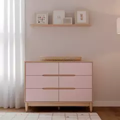 Cômoda Infantil Rosa com Carvalho 6 gavetas Linha Tomi na internet