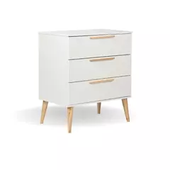 Cômoda para Quarto Infantil Quater Linha Retrô 3 gavetas Branco com Carvalho - comprar online