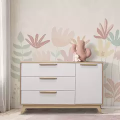 Cômoda Infantil Petit 3 gavetas e 1 porta Branco com Carvalho - comprar online