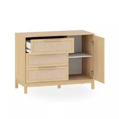 Cômoda Infantil de MDF com Porta e 3 Gavetas - Linha Indy Quater, Detalhes em Rattan 120cm - comprar online