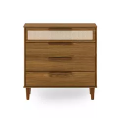 Cômoda 4 gavetas Linha Paglia Nogueira com Palhinha Natural - comprar online