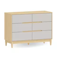 Cômoda 6 Gavetas Cinza Fosco com Carvalho Malva - Design Minimalista na internet