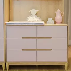 Cômoda Infantil Rosa com Carvalho 6 gavetas Linha Tomi na internet