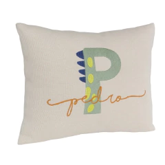 Almofada borda em Tricot Dino com Inicial Personalizada - comprar online