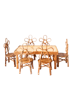 Conjunto mesa montessori + 6 cadeiras florzinha infantil