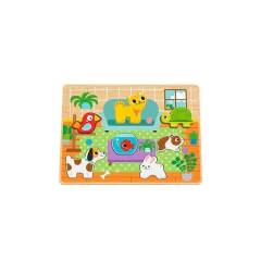 Quebra-cabeça Montessori em madeira - Pets - CASA CAHAYA - Produção de móveis artesanais e sustentáveis em fibra natural