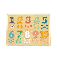 Quebra-cabeça Montessori em madeira - Números - CASA CAHAYA - Produção de móveis artesanais e sustentáveis em fibra natural