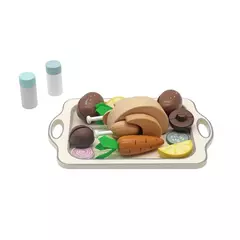 Imagem do Frango Assado com Legumes em Madeira