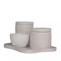Kit de Higiene Abstrato Bege com bandeja na internet