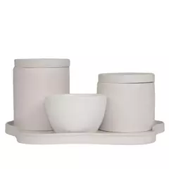 Kit de Higiene Abstrato Bege com bandeja - comprar online