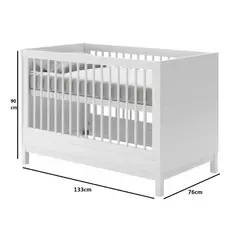 Berço Americano 2 em 1 Cozy Branco Fosco | Vira Mini Cama - comprar online