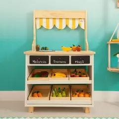 Mini mercadinho de Madeira - 4 opções de cores - loja online
