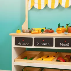 Mini mercadinho de Madeira - 4 opções de cores - CASA CAHAYA - Produção de móveis artesanais e sustentáveis em fibra natural