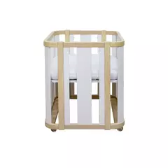 Mini Berço com Colchão e Rodízios Loop Branco com Madeira - loja online