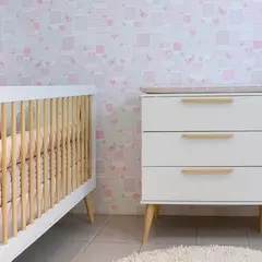 Cômoda para Quarto Infantil Quater Linha Retrô 3 gavetas Branco com Carvalho - loja online