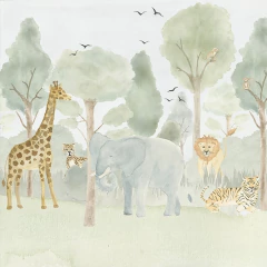 Painel de parede Floresta Verde com Bichos - comprar online