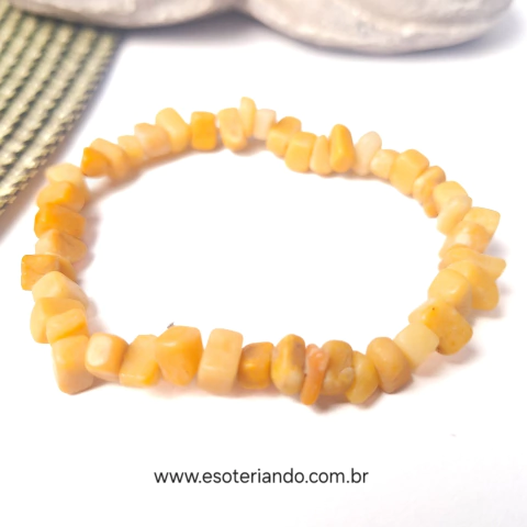 Pulseira cascalho Calcita Amarela - criatividade e alegria