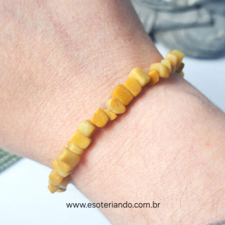 Pulseira cascalho Calcita Amarela - criatividade e alegria