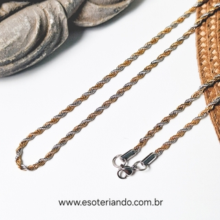 Corrente 60cm Aço Inoxidável trançada Prateada e Dourada