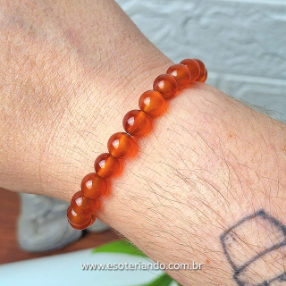 Pulseira esfera de Cornalina ( Vitalidade e sucesso )