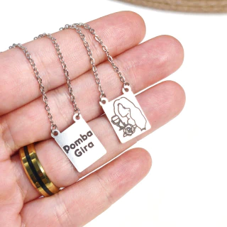 Colar Escapulário Pombagira em Aço Inoxidável