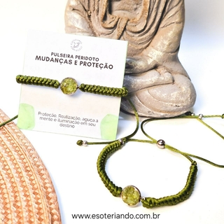 Pulseira macramê Peridoto | A pedra das Realizações e promove mudanças | Produto exclusivo