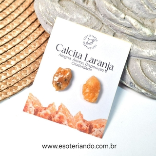 Brinco de Calcita Laranja Bruta -Alegria