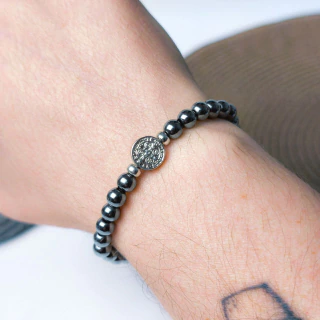 Pulseira Ajustável Hematita São Bento esferas de 6mm - Para proteção e aterramento