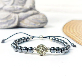 Pulseira Ajustável Hematita São Bento esferas de 6mm - Para proteção e aterramento