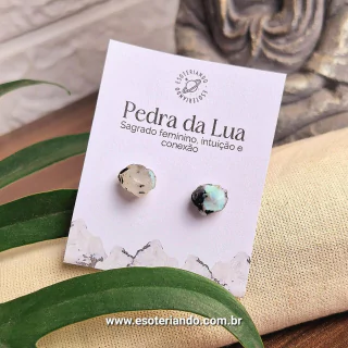 Brinco de pedra da lua Natural - sagrado feminino