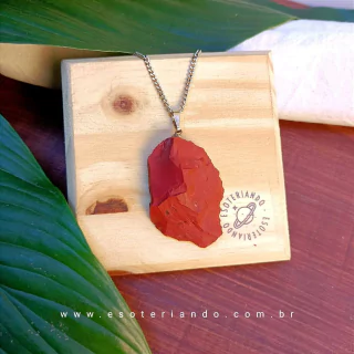 Colar de pedra Jaspe vermelho: vitalidade e coragem - Peça Única