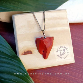 Colar de pedra Jaspe vermelho Bruta - Peça Única
