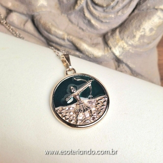 Colar Orixá Oxóssi prateada