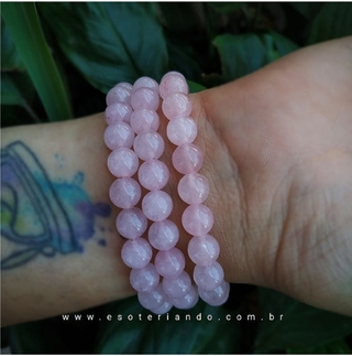 Pulseira esfera Quartzo Rosa- amor e auto estima