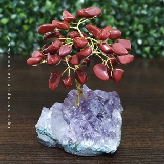 Árvore sagrada de cristal- Jaspe Vermelho