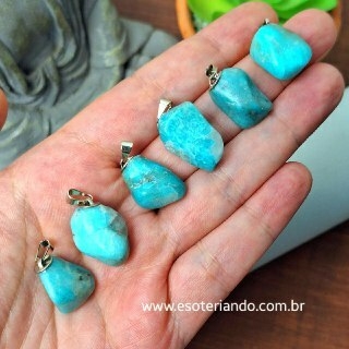 Pingente de pedra Amazonita Rolada