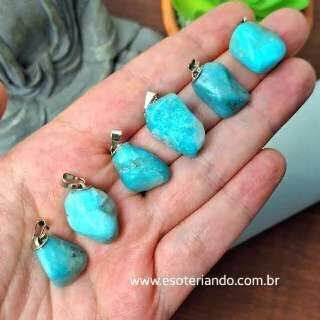 Pingente de pedra Amazonita Rolada