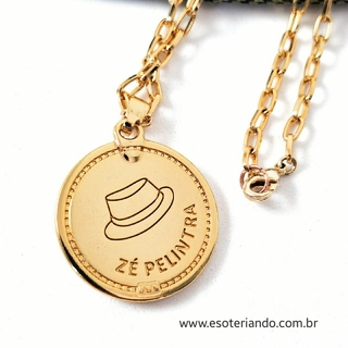 Semi Joia - Colar Zé Pelintra folheado a ouro dupla face