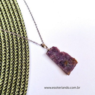 Colar pedra Charoíta bruta - Chama violeta de Saint Germain